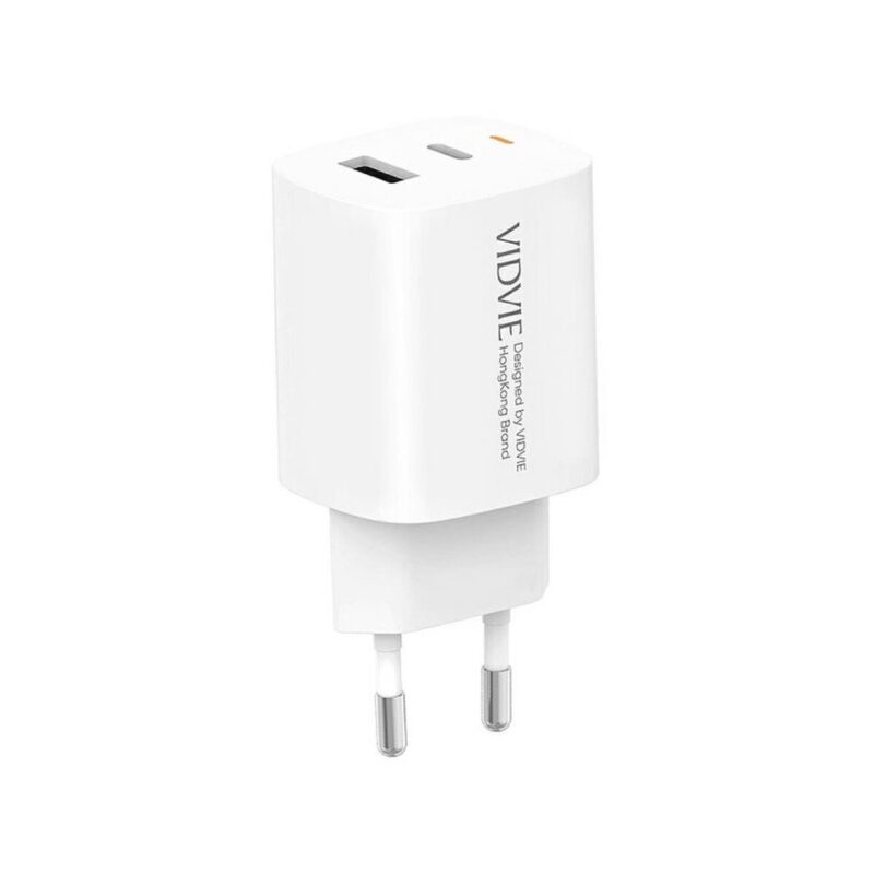 Ładowarka sieciowa VIDVIE PLE248 1xUSB + 1xType C + kabel iPhone 3A PD 20W biały