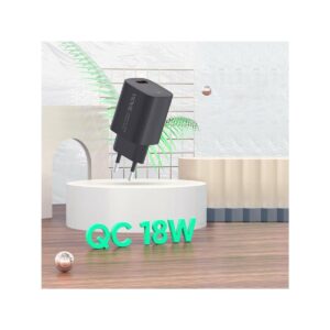 Ładowarka sieciowa VIDVIE PLE249 1xUSB + kabel Type C 3A 18W QC 3.0 czarny