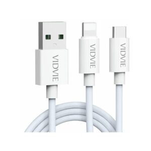 Kabel VIDVIE CB471 USB/Type-C + iPhone 5A, 1.2m biały