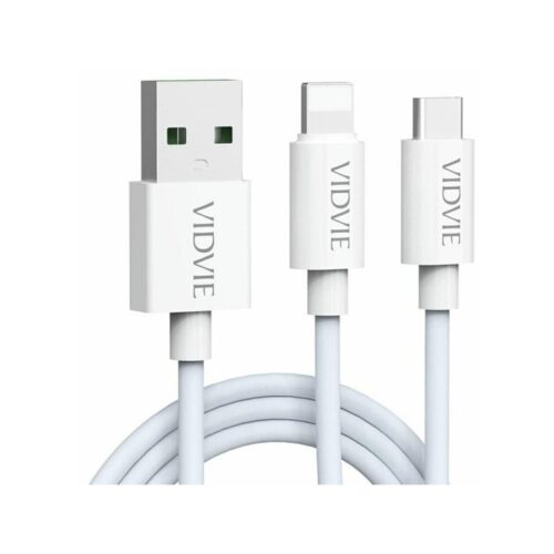 Kabel VIDVIE CB471 USB/Type-C + iPhone 5A, 1.2m biały