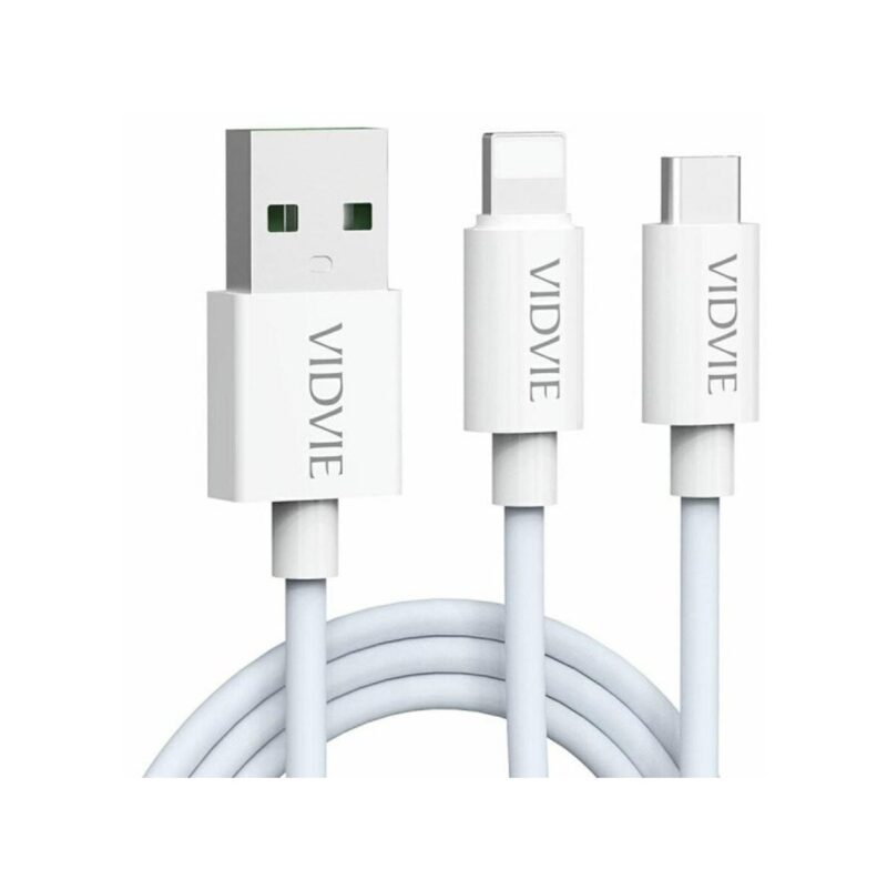 Kabel VIDVIE CB471 USB/Type-C + iPhone 5A, 1.2m biały
