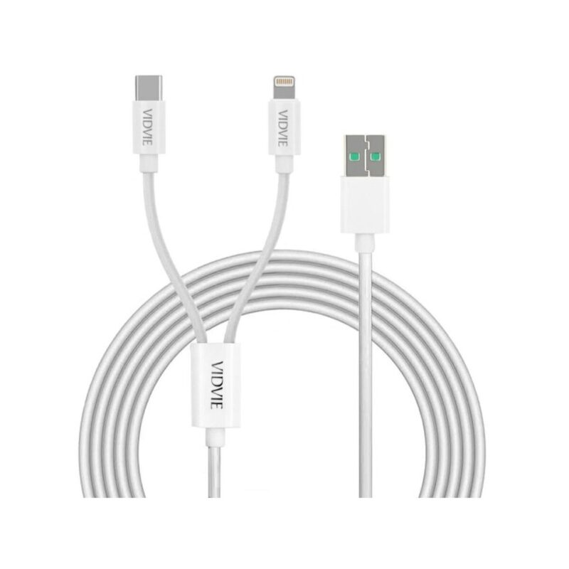 Kabel VIDVIE CB471 USB/Type-C + iPhone 5A, 1.2m biały