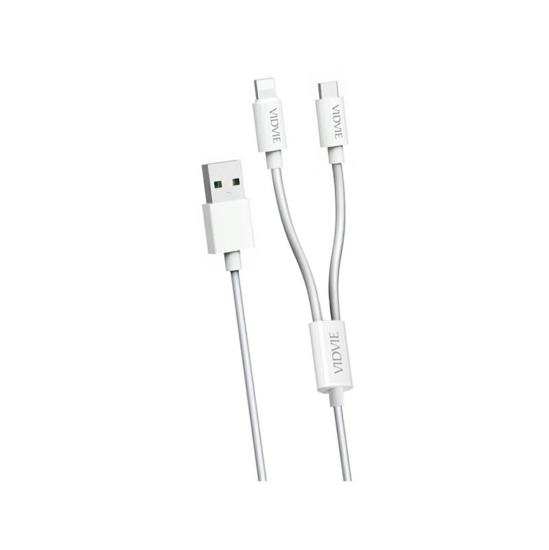 Kabel VIDVIE CB471 USB/Type-C + iPhone 5A, 1.2m biały