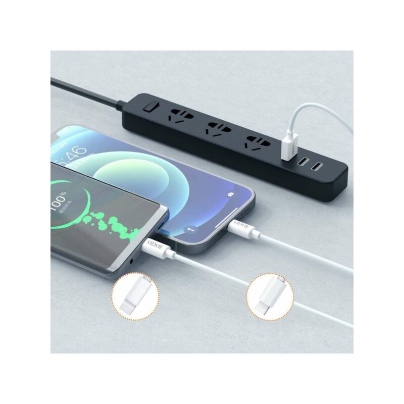 Kabel VIDVIE CB471 USB/Type-C + iPhone 5A, 1.2m biały