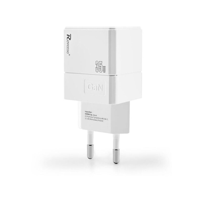 Ładowarka sieciowa REVERSE U63 1xUSB + 1xType C 35W, GaN, Power Delivery biały