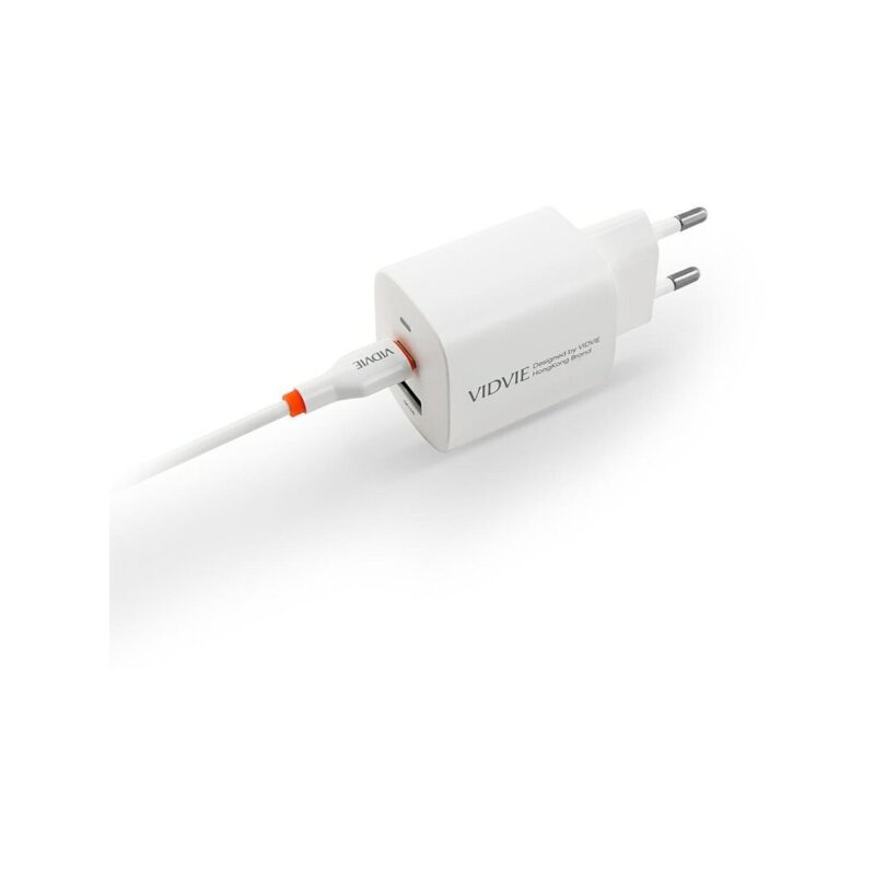 Ładowarka sieciowa VIDVIE PLE248 1xUSB + 1xType C + kabel Type C/iPhone 3A PD 20W biały