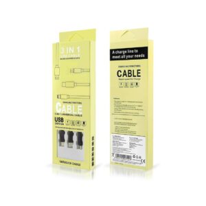 Kabel 3w1 USB/Micro + Type C + iPhone 2.1A, 1m czarny