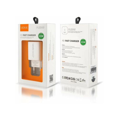 Ładowarka sieciowa VIDVIE PLE248 1xUSB + 1xType C + kabel Micro 3A PD 20W biały