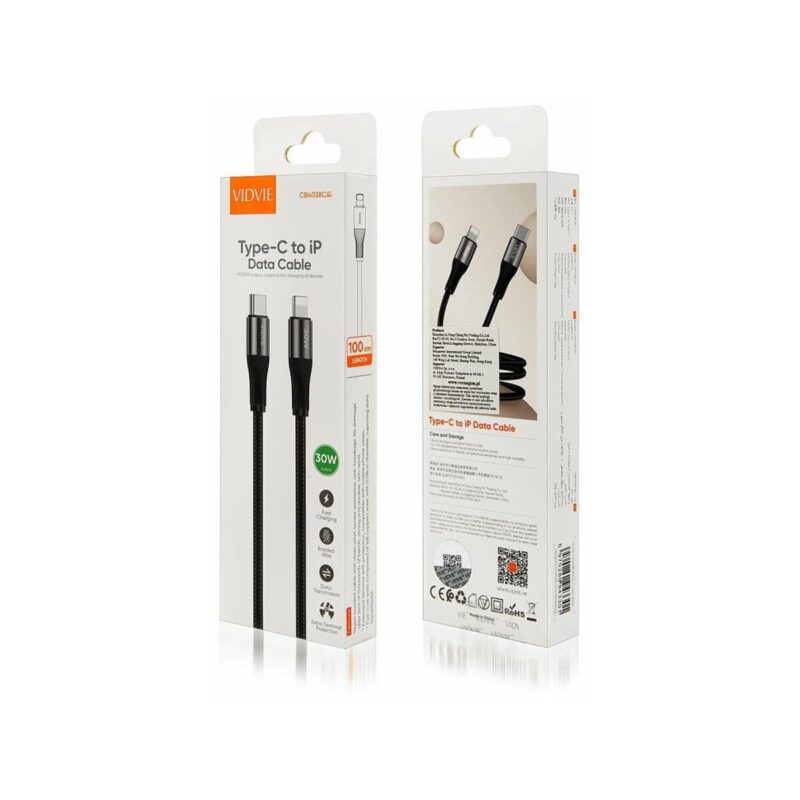Kabel VIDVIE CB4038 Type-C/iPhone 30W, 1m czarny