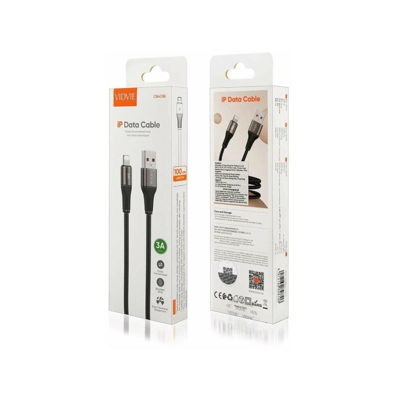 Kabel VIDVIE CB4038 USB/iPhone 3A, 1m czarny