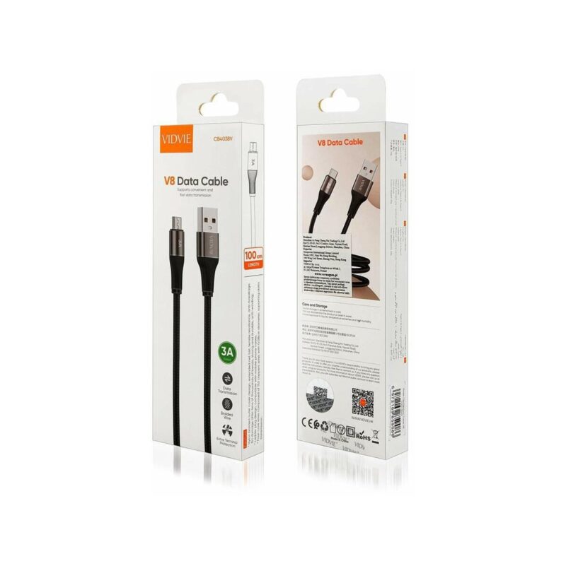 Kabel VIDVIE CB4038 USB/Micro 3A, 1m czarny