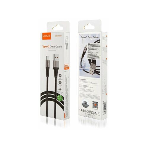 Kabel VIDVIE CB4038 USB/Type C 3A, 3m czarny