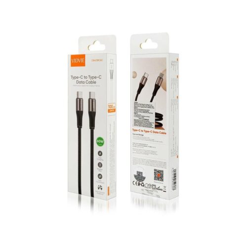 Kabel VIDVIE CB4038 Type C/Type C 60W, 1m czarny
