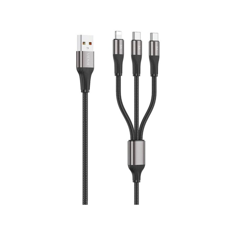 Kabel VIDVIE CB4039 USB/Type-C + Type-C + iPhone 3A, 1.2m biały