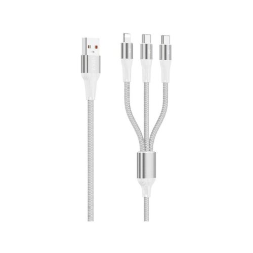 Kabel VIDVIE CB4039 USB/Type-C + Type-C + iPhone 3A, 1.2m biały