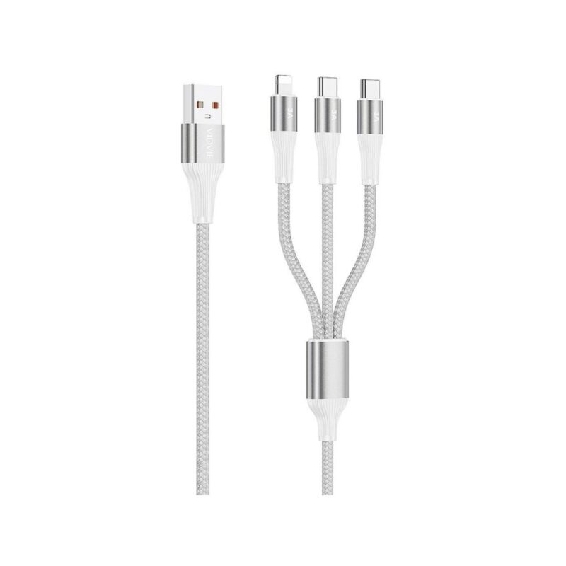 Kabel VIDVIE CB4039 USB/Type-C + Type-C + iPhone 3A, 1.2m biały