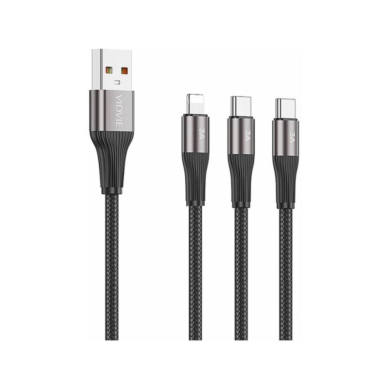 Kabel VIDVIE CB4039 USB/Type-C + Type-C + iPhone 3A, 1.2m biały