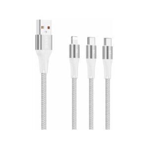 Kabel VIDVIE CB4039 USB/Type-C + Type-C + iPhone 3A, 1.2m biały