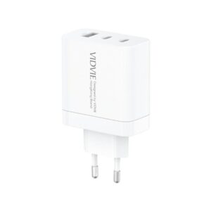 Ładowarka sieciowa VIDVIE PLE262 1xUSB + 2xType-C + kabel Type-C/Type-C 3A 65W GaN biały
