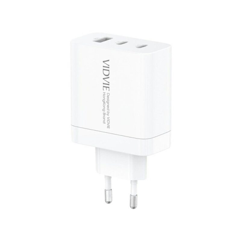 Ładowarka sieciowa VIDVIE PLE262 1xUSB + 2xType-C + kabel Type-C/Type-C 3A 65W GaN biały