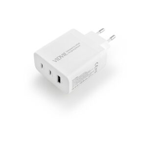 Ładowarka sieciowa VIDVIE PLE262 1xUSB + 2xType C + kabel Type C/iPhone 3A 65W GaN biały