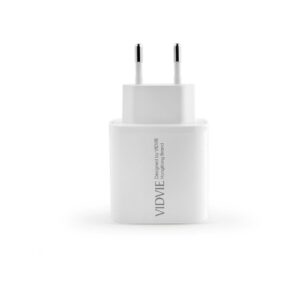 Ładowarka sieciowa VIDVIE PLE261 2xType-C + kabel Type-C/iPhone 3A 45W GaN biały