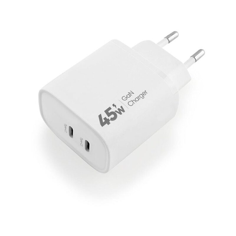 Ładowarka sieciowa VIDVIE PLE261 2xType-C + kabel Type-C/iPhone 3A 45W GaN biały