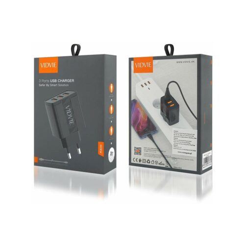 Ładowarka sieciowa VIDVIE PLE231 3xUSB + kabel Micro 2,4 A czarny