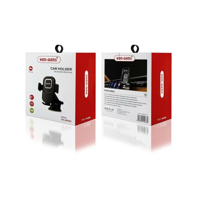 Uchwyt samochodowy VEN-DENS VD-HD042 do szyby i kokpitu czarny