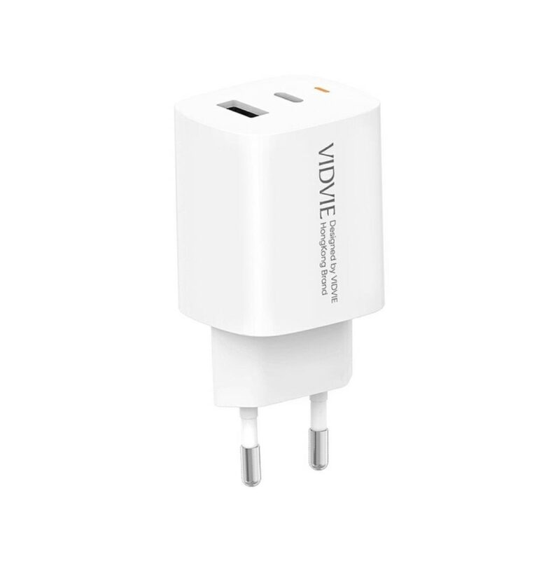 Ładowarka sieciowa VIDVIE PLE248 1xUSB + 1xType-C + kabel Type-C/Type-C 3A PD 20W biały