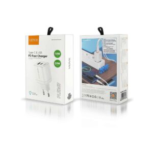 Ładowarka sieciowa VIDVIE PLE267 1xUSB + 1xType C 3A PD 20W biały