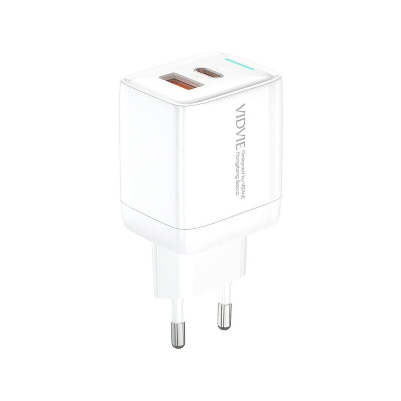Ładowarka sieciowa VIDVIE PLE267 1xUSB + 1xType C 3A PD 20W biały