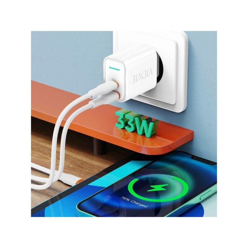 Ładowarka sieciowa VIDVIE PLE269 1xUSB + 1xType C 3A PD 30W biały