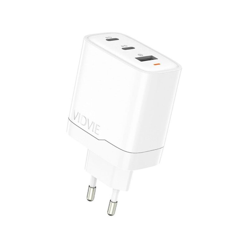 Ładowarka sieciowa VIDVIE PLE266 1xUSB + 2xType-C 3A PD 30W biały