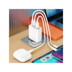 Ładowarka sieciowa VIDVIE PLE266 1xUSB + 2xType-C 3A PD 30W biały