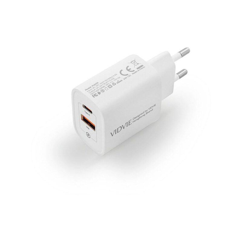 Ładowarka sieciowa VIDVIE PLE273 1xUSB + 1xType C 3A, 20W biały