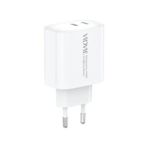 Ładowarka sieciowa VIDVIE PLE261 2xType-C + kabel Type-C/Type-C 3A 45W GaN biały