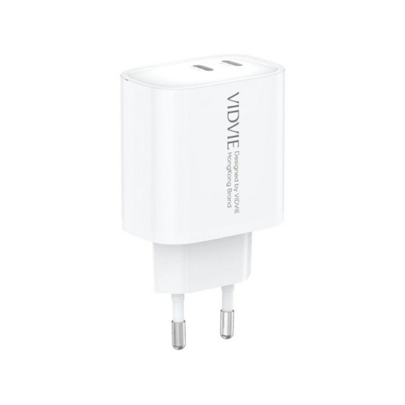 Ładowarka sieciowa VIDVIE PLE261 2xType-C + kabel Type-C/Type-C 3A 45W GaN biały