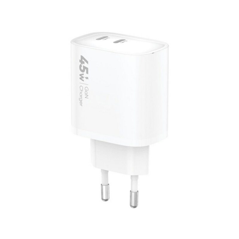 Ładowarka sieciowa VIDVIE PLE261 2xType-C + kabel Type-C/Type-C 3A 45W GaN biały