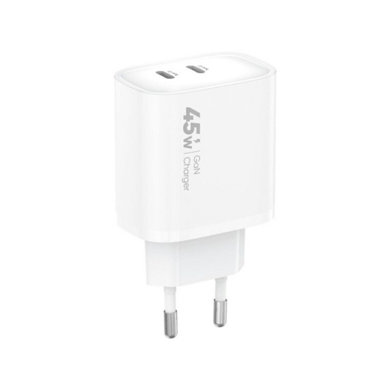 Ładowarka sieciowa VIDVIE PLE261 2xType-C + kabel Type-C/Type-C 3A 45W GaN biały