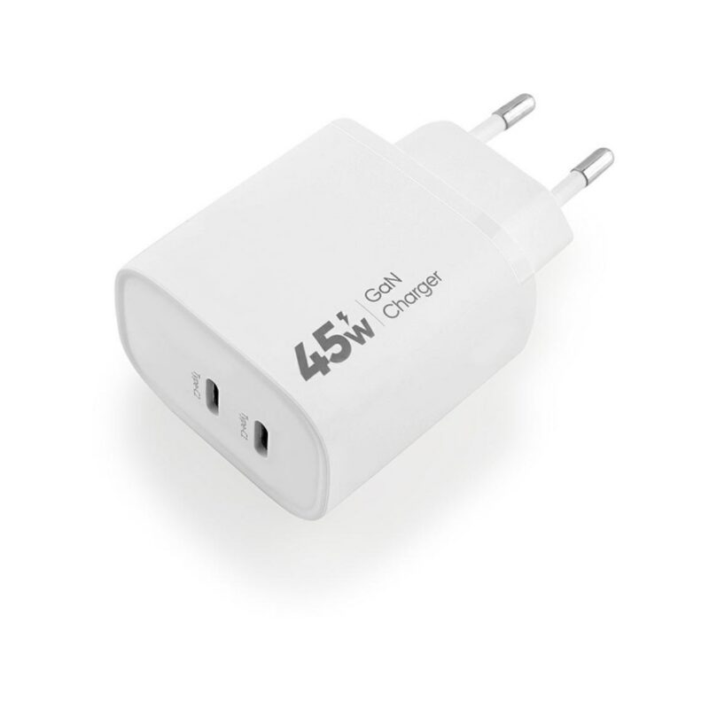 Ładowarka sieciowa VIDVIE PLE261 2xType-C + kabel Type-C/Type-C 3A 45W GaN biały