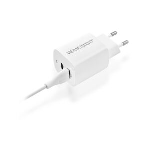 Ładowarka sieciowa VIDVIE PLE248 1xUSB + 1xType C + kabel Micro 3A PD 20W biały