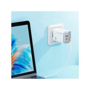 Ładowarka sieciowa VIDVIE PLE224 1xUSB+1xType C + wbudowany kabel Type C 67W GaN biały