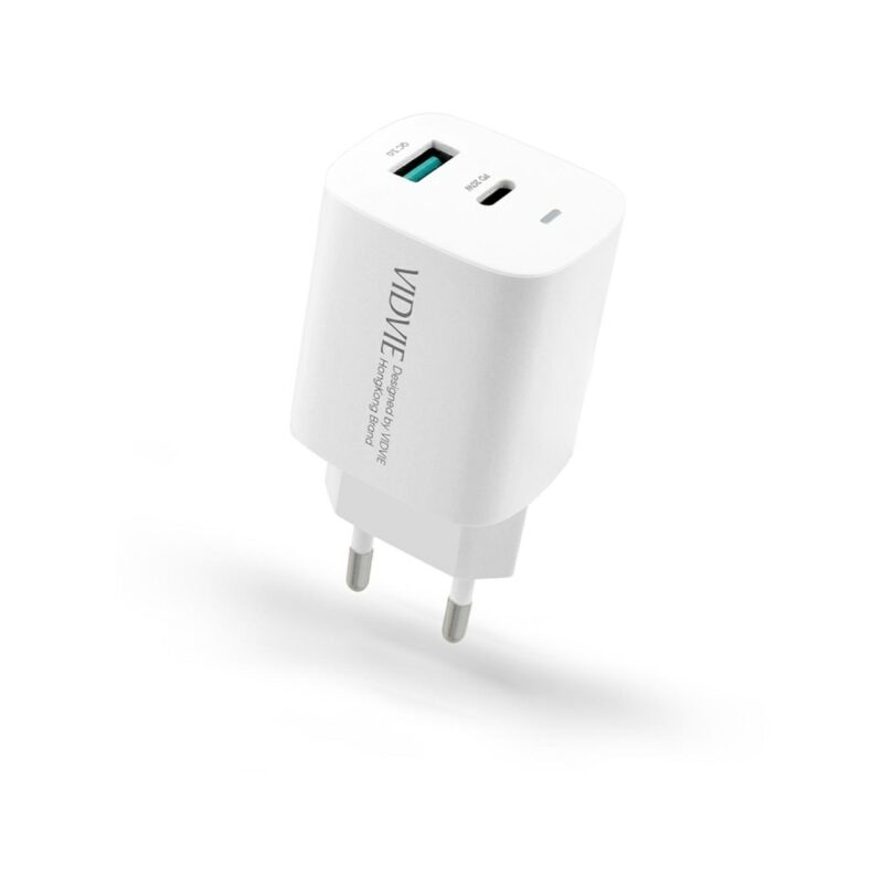 Ładowarka sieciowa VIDVIE PLE248 1xUSB + 1xType C 3A PD 20W biały N