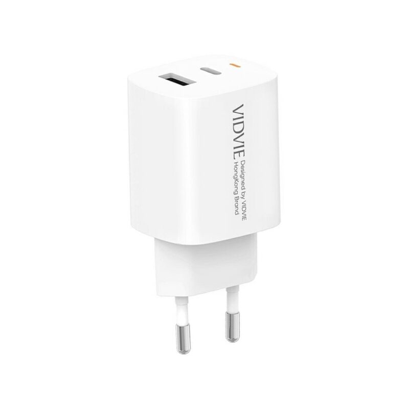 Ładowarka sieciowa VIDVIE PLE248 1xUSB + 1xType C 3A PD 20W biały N