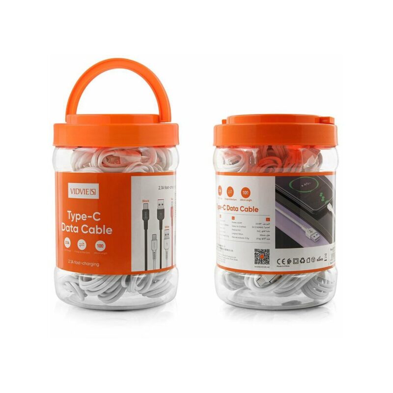 Kabel VIDVIE DC09 USB/Type C 2.1A, 1m biały 30 szt.