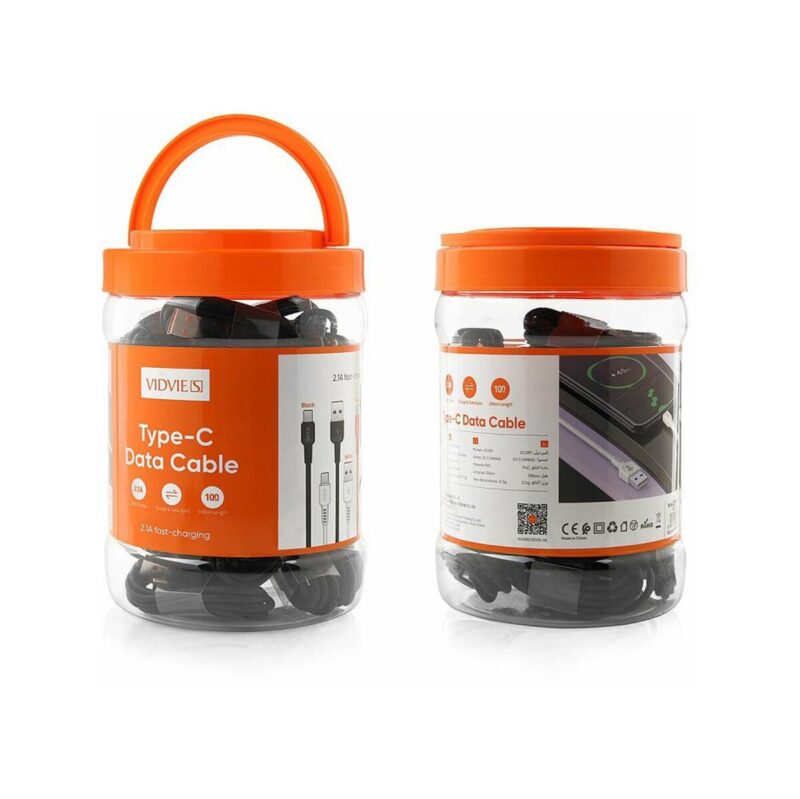 Kabel VIDVIE DC09 USB/Type C 2.1A, 1m czarny 30 szt.