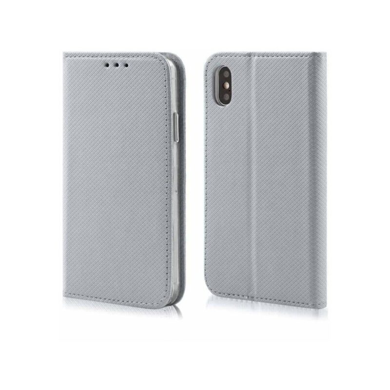 Kabura MAGNET BOOK do Apple iPhone XS MAX srebrny