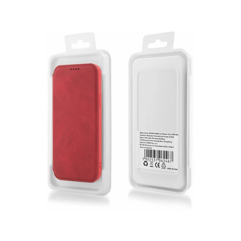 Kabura VINTAGE BOOK do Apple iPhone 12 MINI czerwony