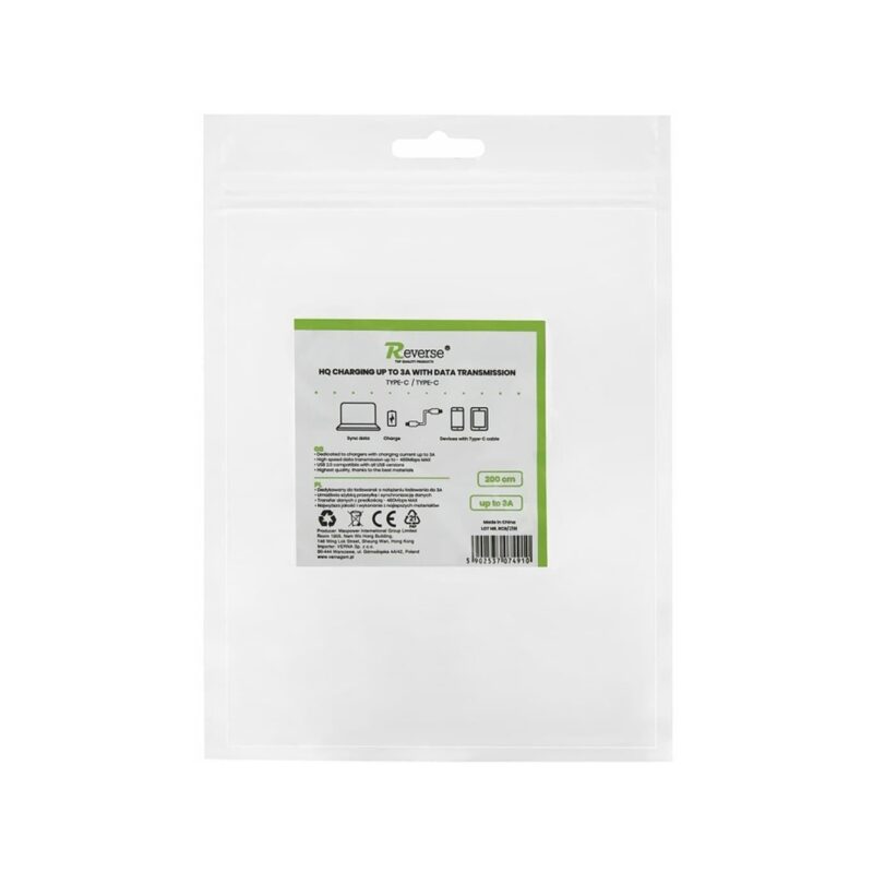 81656-large-default-kabel-reverse-type-c-type-c-3a-2m-czarny-bag Kabel REVERSE Type C/Type C 3A, 2m czarny BAG